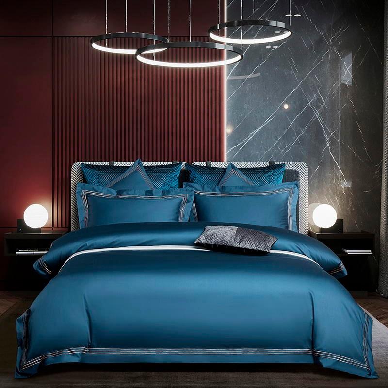 Triplo Bourdon Blue Duvet Cover Set (Egyptian Cotton) - Duvet Covers