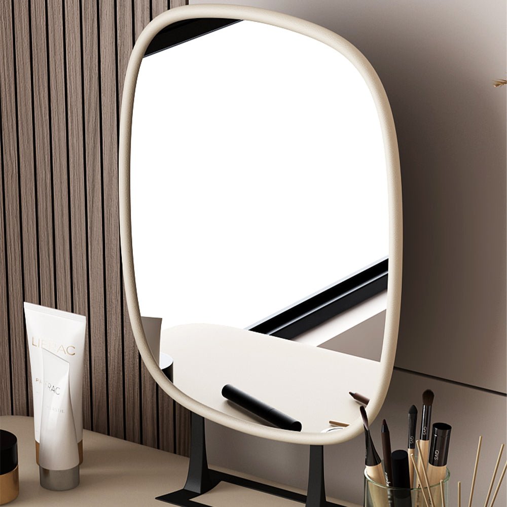 Vancouver White Leather Vanity Set - Make-Up Vanity