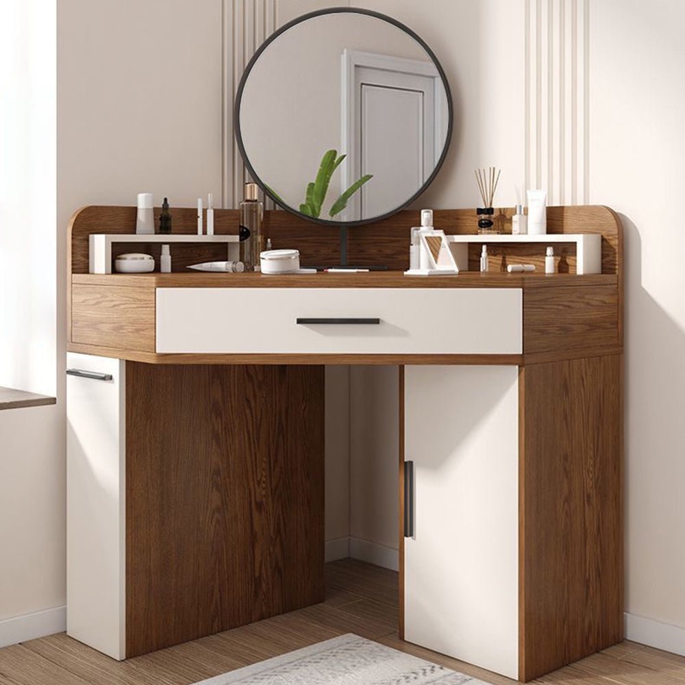 Vienna Walnut Corner Vanity - Make-Up Vanity