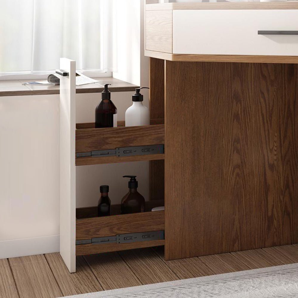 Vienna Walnut Corner Vanity - Make-Up Vanity