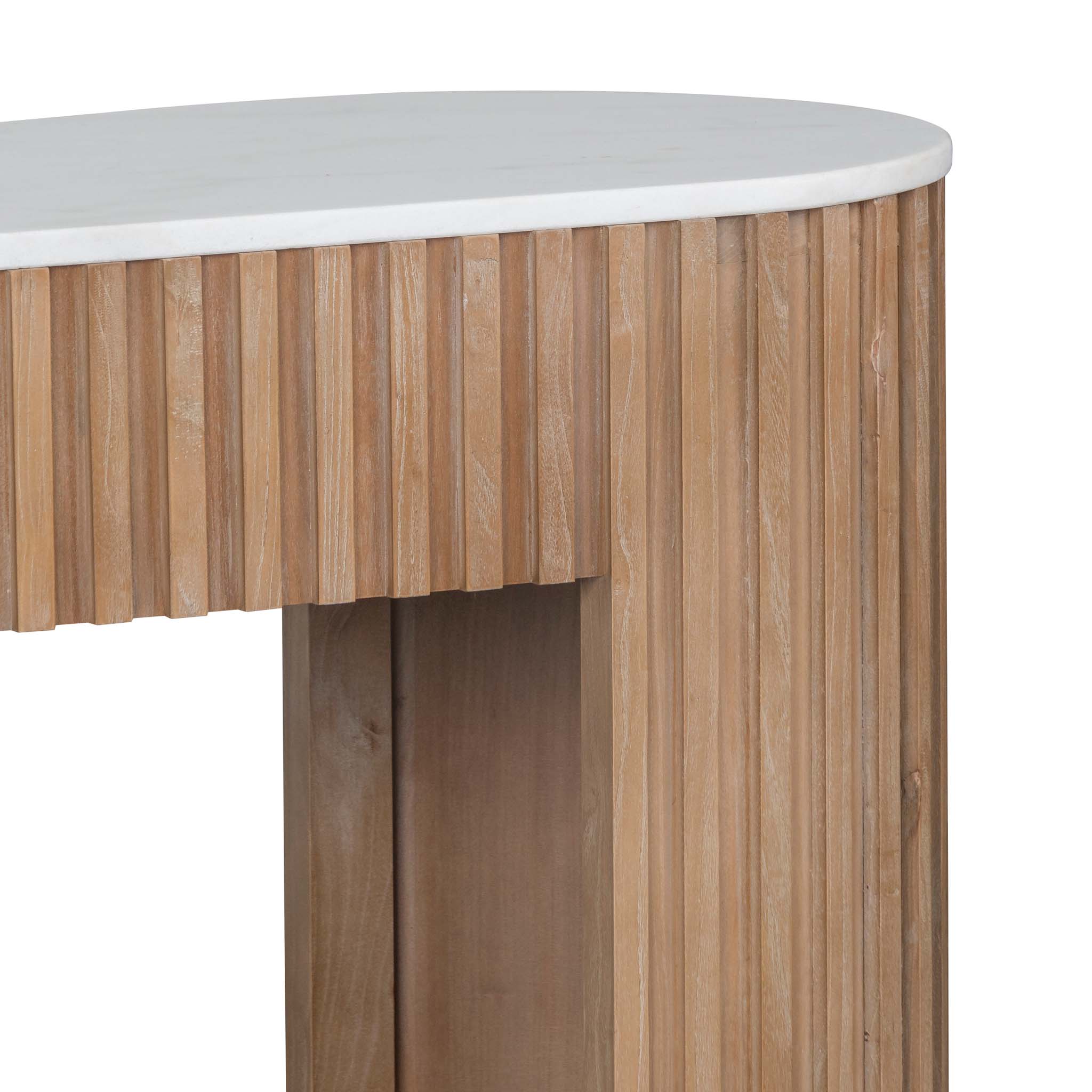 Xavier 1.6m White Marble Console Table - Natural - Console