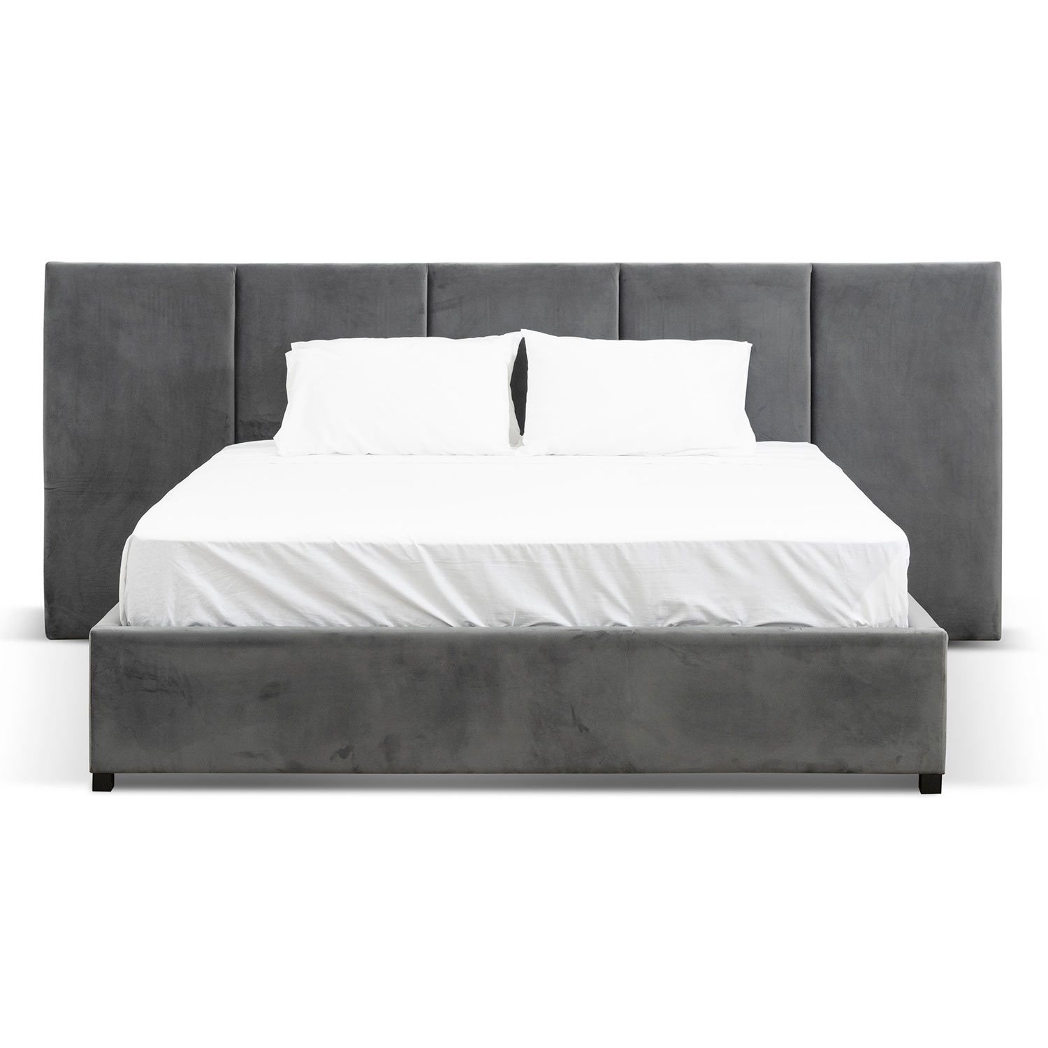 Xavier Queen Bed Frame - Charcoal Velvet - Beds