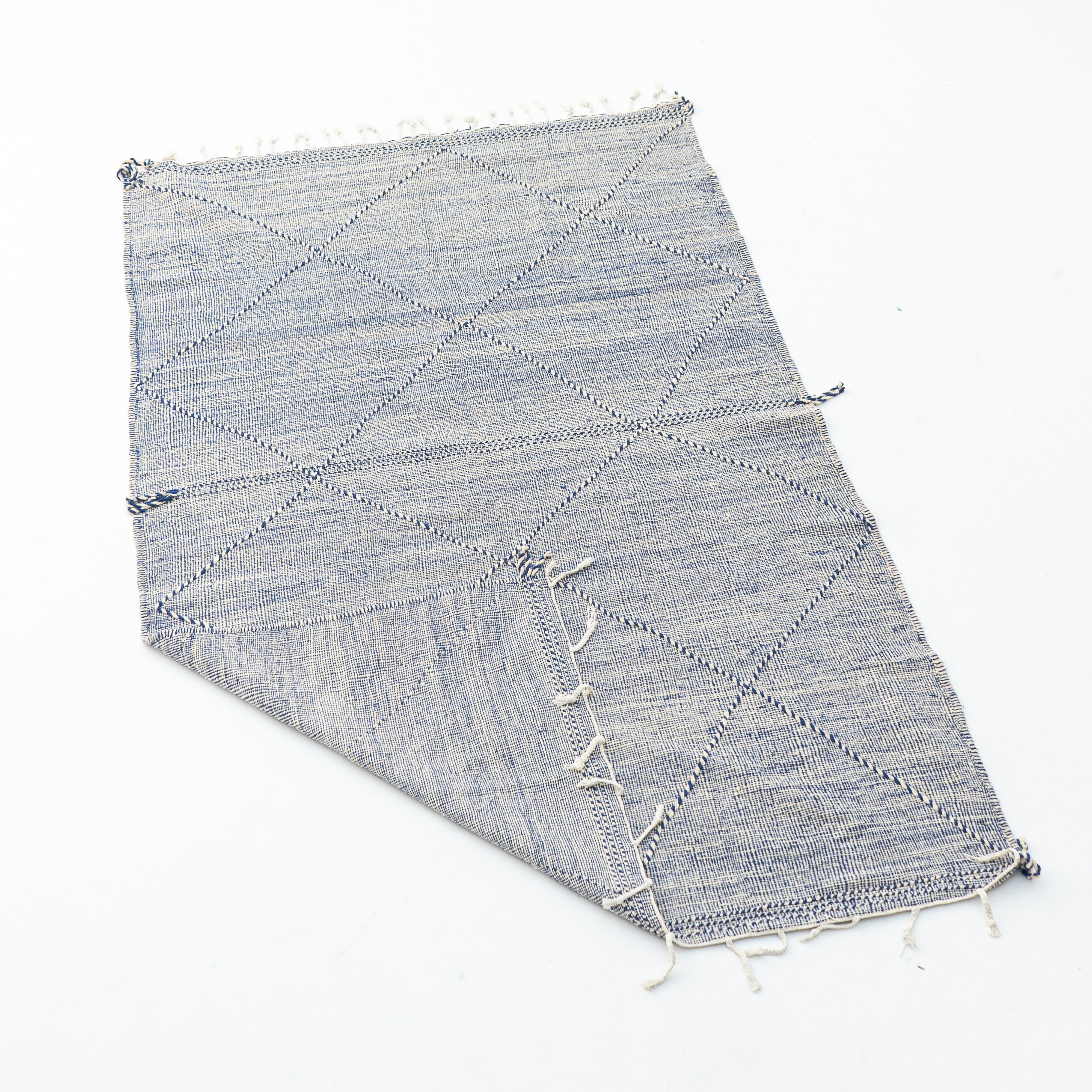 Zanafi Kilim - Blue & White Dots - Berber Rug